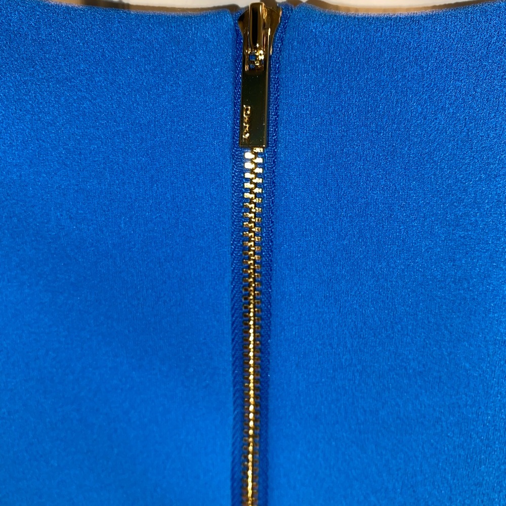 New DKNY Blue Fitted Sheath Dress Gold Back Zip Small Knee Length Sleeveless - Picture 6 of 6
